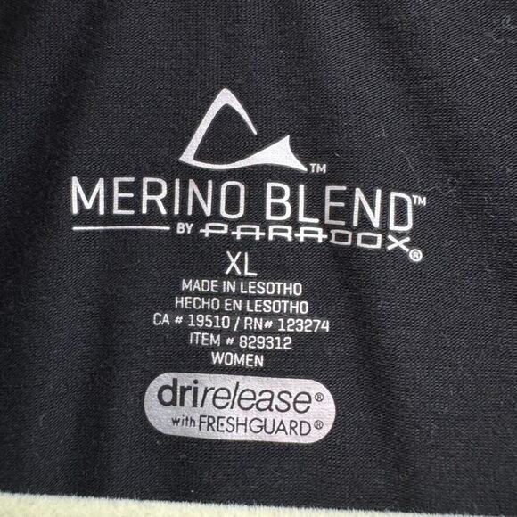 Merino Blend By Paradox Base Layer Womens L Black 1/4 Zip Logo Pullover Outdoor - Picture 2 of 13
